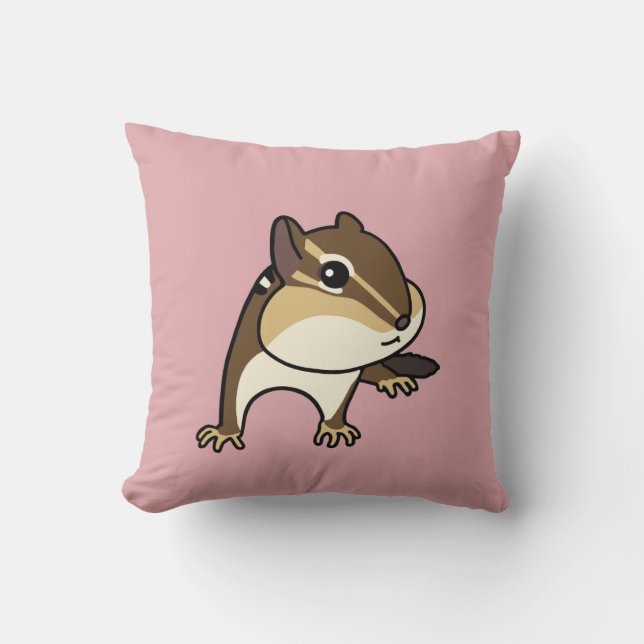 Hey Chippy Throw Pillow! Chipmunk ヘイ・チッピーのクッション！ Throw Pillow (Front)