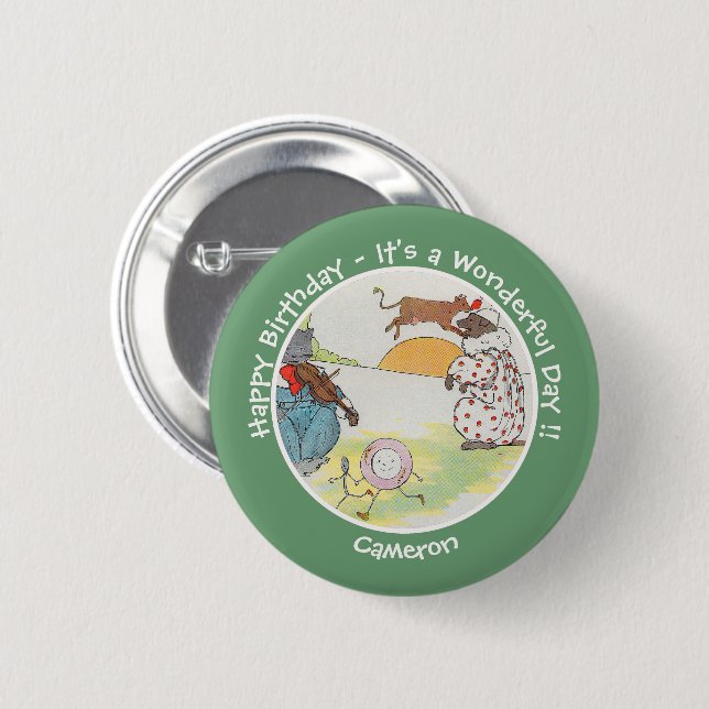 Hey Diddle Diddle Birthday Party Collection 2 Inch Round Button (Front & Back)