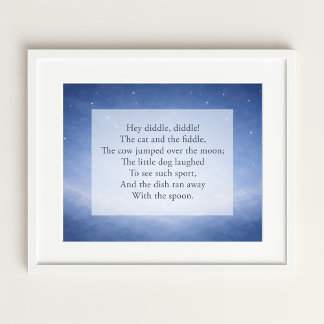 Hey Diddle Diddle Nursery Rhyme Night Sky Print