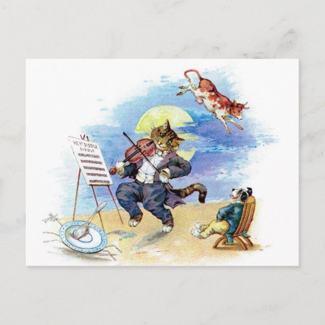 Hey Diddle Diddle Nursery Rhyme Postcard (Front)