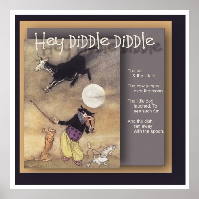 Hey Diddle Diddle Nursery Rhyme Poster (Front)