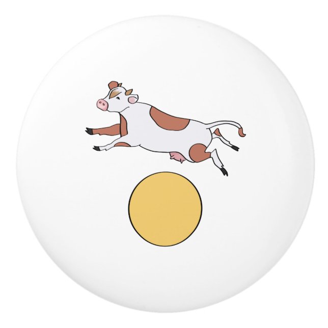 Hey Diddle Diddle Over the Moon Nursery Decor Ceramic Knob (Front)