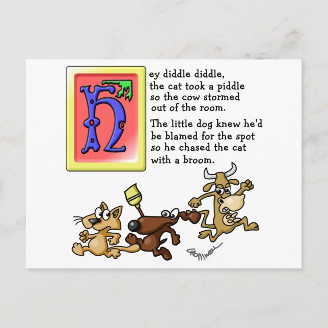Hey Diddle Diddle Postcard (Front)