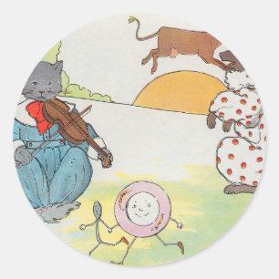 Hey, diddle, diddle!  The cat and the fiddle Classic Round Sticker