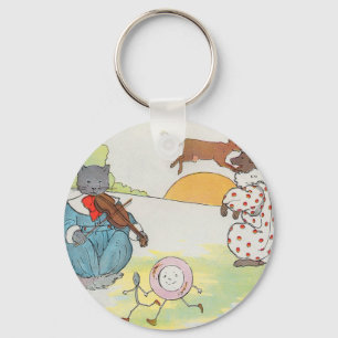 Hey, diddle, diddle!  The cat and the fiddle Keychain
