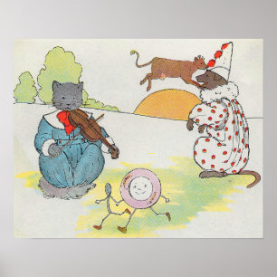 Hey Diddle Diddle The Cat and the Fiddle Rhyme Poster