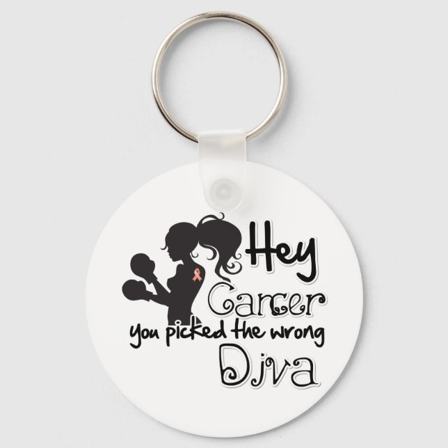 Hey Endometrial Cancer You Picked The Wrong Diva Keychain (Front)