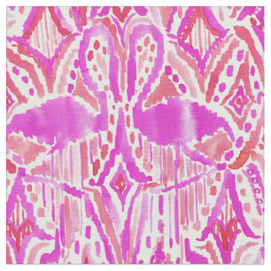 HEY FLAMINGO Pink Tribal Ikat Watercolor Fabric