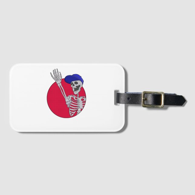 Hey Friends Cool and Funny Skeleton Luggage Tag (Front Horizontal)