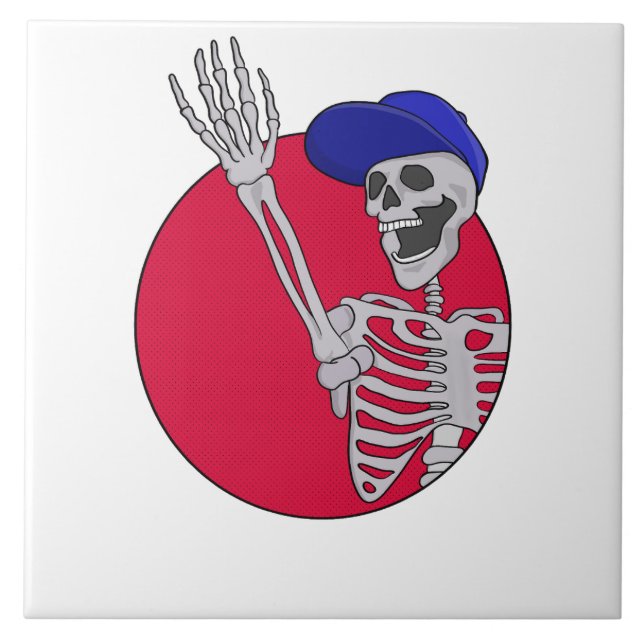Hey Friends Cool and Funny Skeleton Tile (Front)