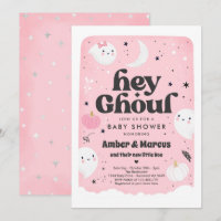 Hey Ghoul Rose Girl Baby shower fantôme Invitation