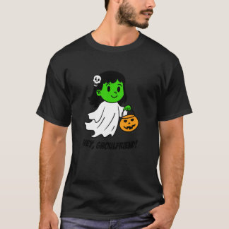 Hey Ghoulfriend Ghoul Halloween Cute Pun Girl T-Shirt