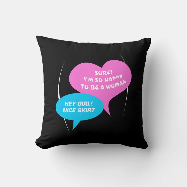 Hey Girl NIce Skirt LightBlue&Pink Fun Baloon Throw Pillow (Front)