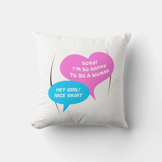 Hey Girl NIce Skirt LightBlue&Pink Fun Baloon Throw Pillow (Front)