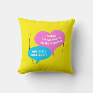 Hey Girl NIce Skirt LightBlue&Pink Fun Baloon Throw Pillow
