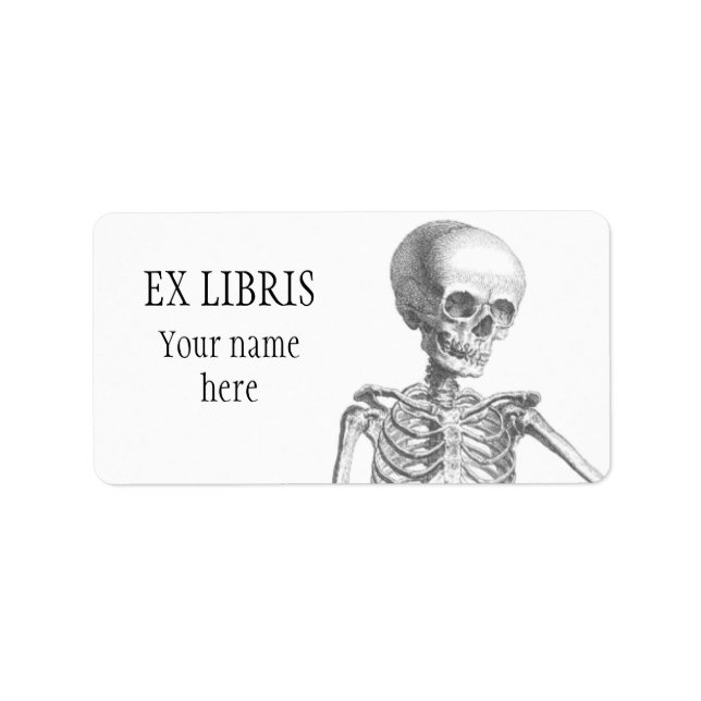Hey Girl vintage skeleton bookplate Label (Front)