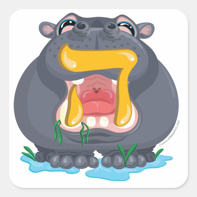 Hey Hebrew Aleph Bet (Alphabet) Hippo Sticker (Front)