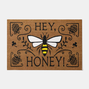 Hey Honey Door Mat, Happy Bee Door Mat