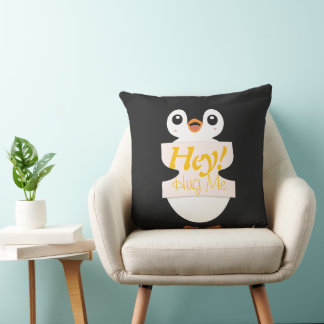 Hey! Hug Me - penguin costume personalization Throw Pillow