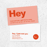 Hey I Just Met You | Red Pink Dating Call Me Business Card<br><div class="desc">A simple stylish fun dating retro design business card with modern and handwritten script typography monogram with a dual tone colour scheme in shades of red and pink. The text can easily be personalized to make a design as unique as you are! The perfect trendy bespoke design for a single...</div>