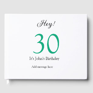 Hey it's 30th birthday green black bold letter nam guest book