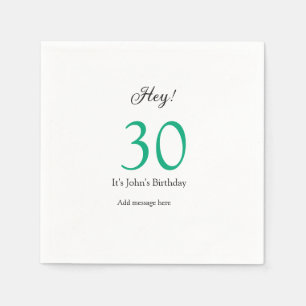 Hey it's 30th birthday green black bold letter nam napkin