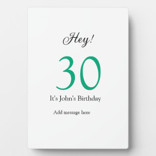 Hey it's 30th birthday green black bold letter nam plaque