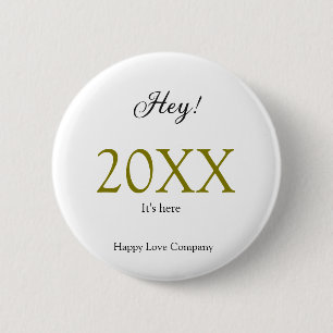 Hey it's new year add year gold black simple. Mini 2 Inch Round Button