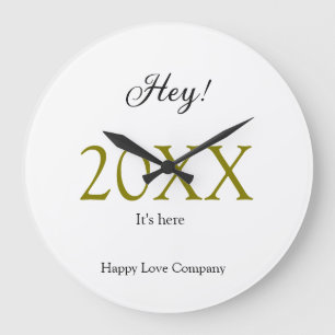 Hey it's new year add year gold black simple. Mini Large Clock