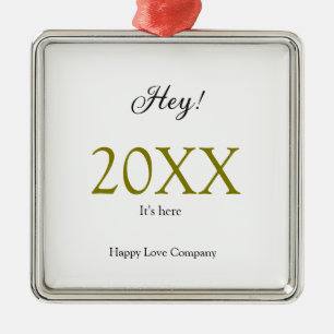 Hey it's new year add year gold black simple. Mini Metal Ornament