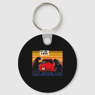 Hey Look A Menu Camng Camper, Retro Vintage Funny  Keychain