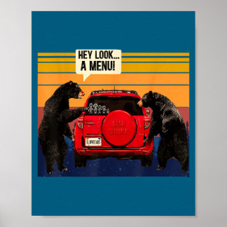 Hey Look A Menu Camng Camper, Retro Vintage Funny  Poster