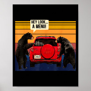 Hey Look A Menu Camng Camper, Retro Vintage Funny Poster