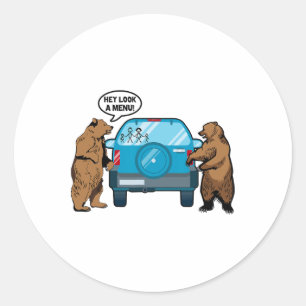 Hey Look A Menu Funny Camping Camper Hiking Bear O Classic Round Sticker