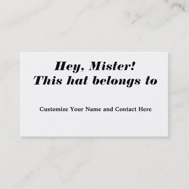 Hey, Mister! Business Card (Front)