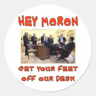HEY MORON CLASSIC ROUND STICKER