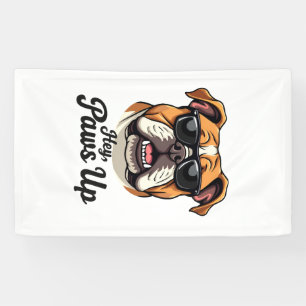 Hey Paws Up Vintage Bulldog with Sunglasses Funny  Banner