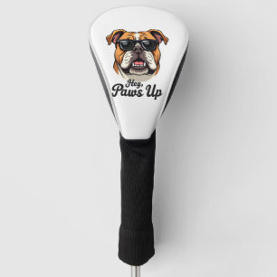 Hey Paws Up Vintage Bulldog with Sunglasses Funny Golf Head Cover