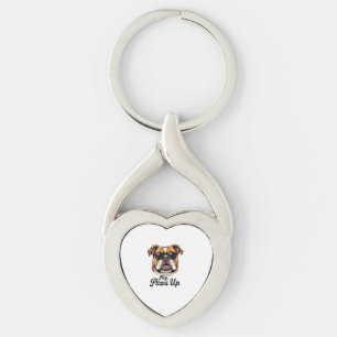Hey Paws Up Vintage Bulldog with Sunglasses Funny  Keychain