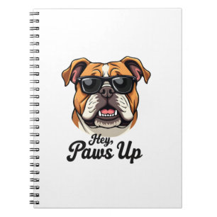 Hey Paws Up Vintage Bulldog with Sunglasses Funny  Notebook