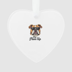 Hey Paws Up Vintage Bulldog with Sunglasses Funny Ornament