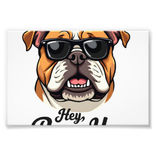 Hey Paws Up Vintage Bulldog with Sunglasses Funny Photo Print