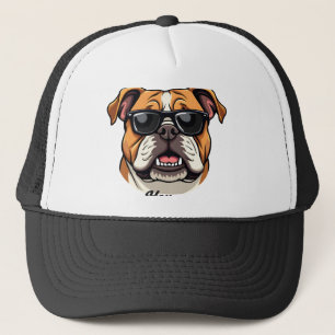 Hey Paws Up Vintage Bulldog with Sunglasses Funny Trucker Hat