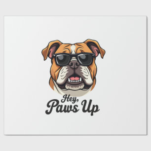 Hey Paws Up Vintage Bulldog with Sunglasses Funny  Wrapping Paper
