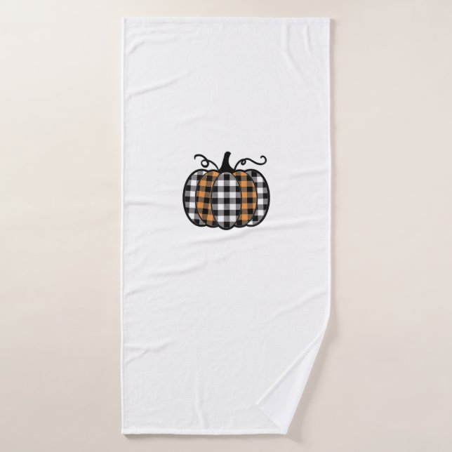 Hey Pumpkin Buffalo Plaid for Fall Autumn Thanksgi Bath Towel (Bath Towel)