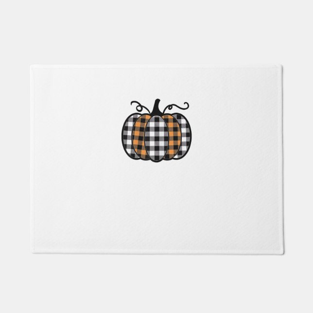 Hey Pumpkin Buffalo Plaid for Fall Autumn Thanksgi Doormat (Front)