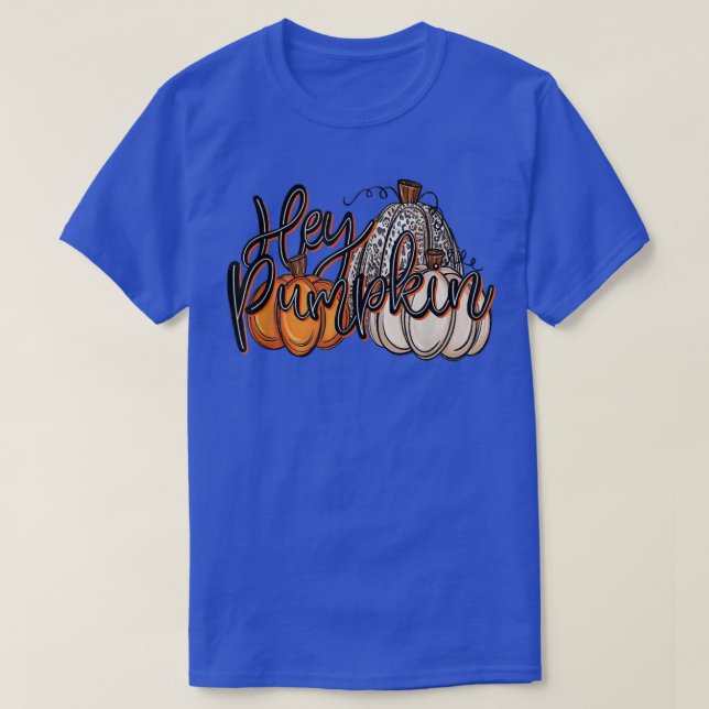 Hey Pumpkin Fall Hello Pumpkin Leopard Halloween R T-Shirt (Design Front)