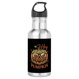 Hey Pumpkin Halloween Jack Lantern Glasses Mustach 532 Ml Water Bottle