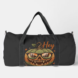 Hey Pumpkin Halloween Jack Lantern Glasses Mustach Duffle Bag