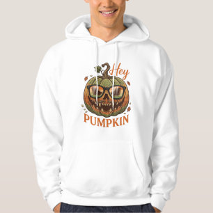 Hey Pumpkin Halloween Jack Lantern Glasses Mustach Hoodie